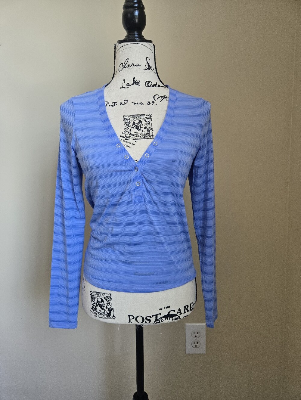 Savage × Fenty Lightweight Henley Top Womens 8-10 Blue